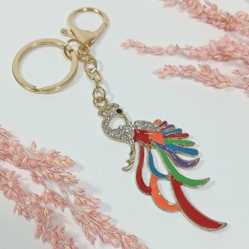  Брелок "жар-птица" арт. 4849, металл, эмаль, стразы