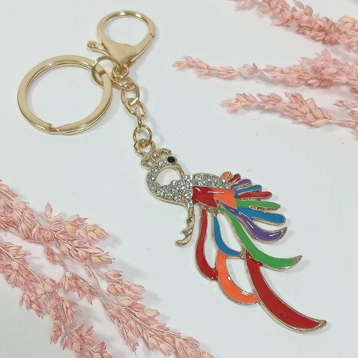  Брелок "жар-птица" арт. 4849, металл, эмаль, стразы
