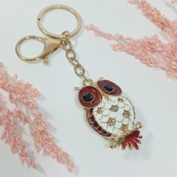  Брелок "сова" арт. 48155-1, металл, эмаль, стразы