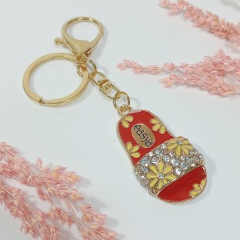  Брелок "тапочек" арт. 4842, металл, эмаль, стразы