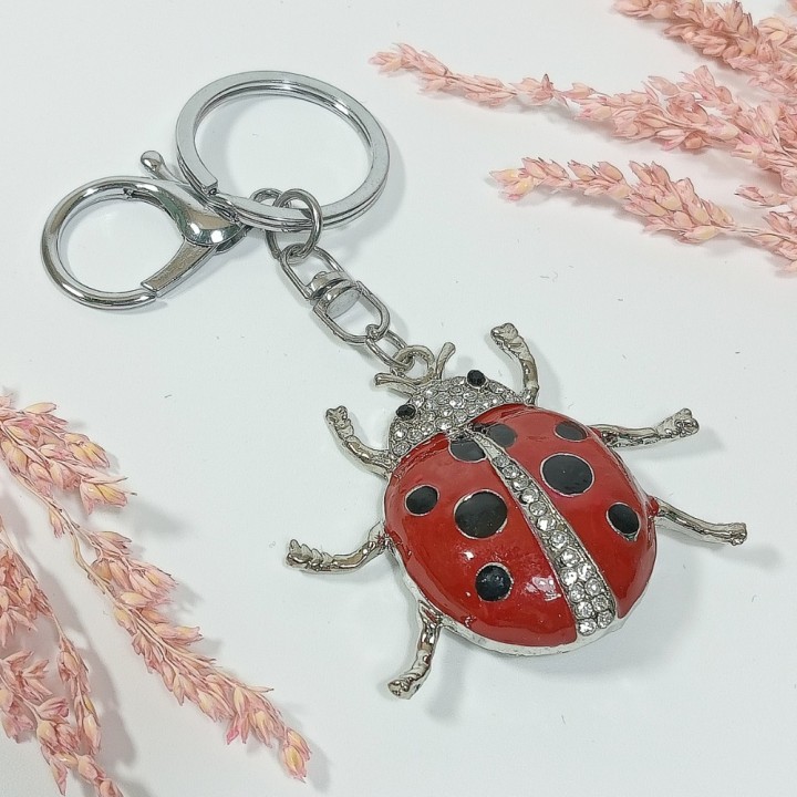  Брелок "божья коровка" арт. 48109, металл, эмаль, стразы