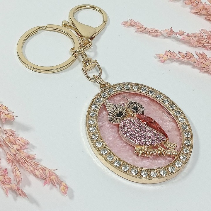  Брелок "сова" арт. 48146-1, металл, пластик, стразы