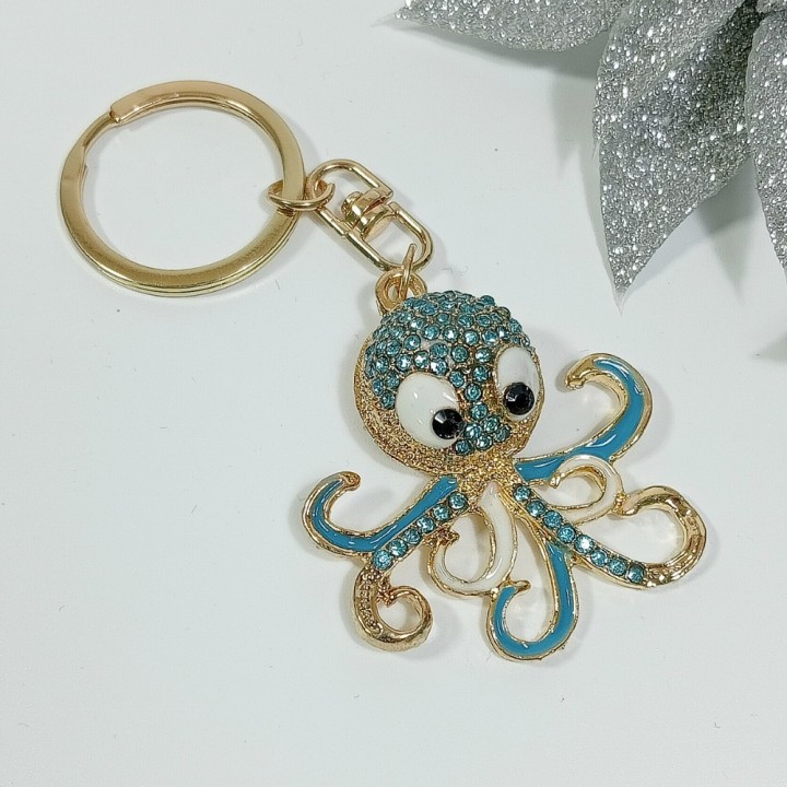  Брелок "осьминог" арт. 4853-1, металл, стразы