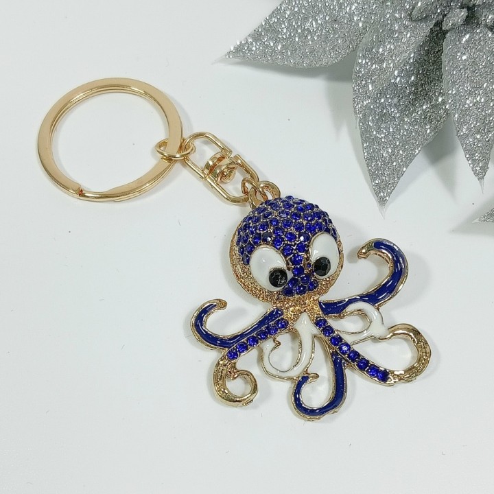  Брелок "осьминог" арт. 4853-3, металл, стразы