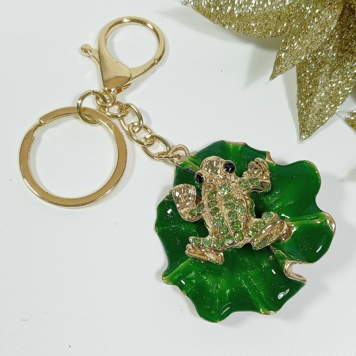  Брелок "лягушка" арт. 48156, металл, эмаль, стразы