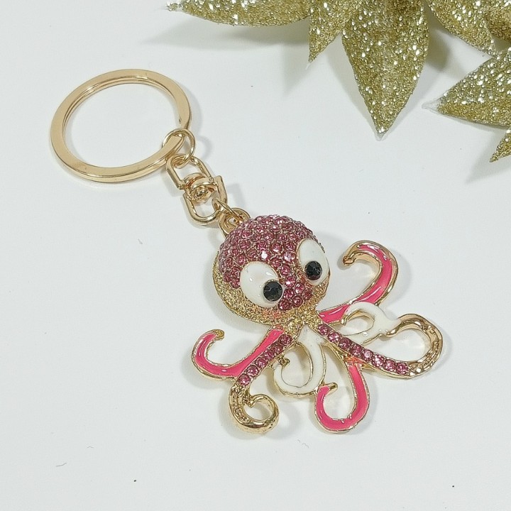  Брелок "осьминог" арт. 4853-2, металл, стразы