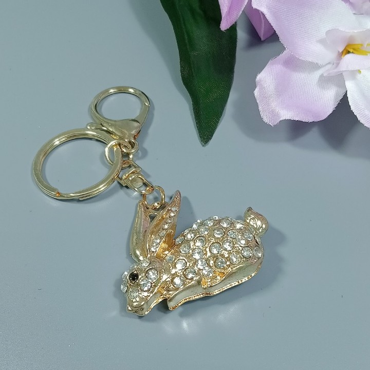  Брелок "заяц" арт. 4828-2, металл, стразы