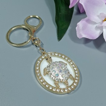  Брелок "черепаха" арт. 48147-3, металл, пластик, стразы