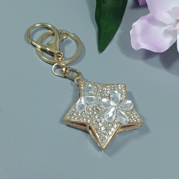  Брелок "звездочка" арт. 4837-1, металл, стразы