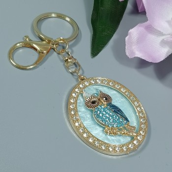  Брелок "сова" арт. 48146-2, металл, пластик, стразы