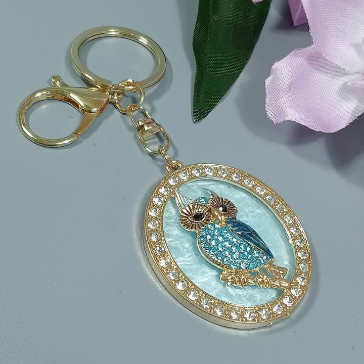  Брелок "сова" арт. 48146-2, металл, пластик, стразы