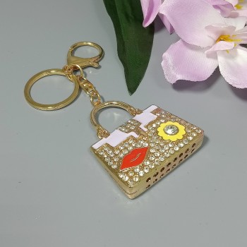  Брелок "сумочка" арт. 4858, металл, эмаль, стразы