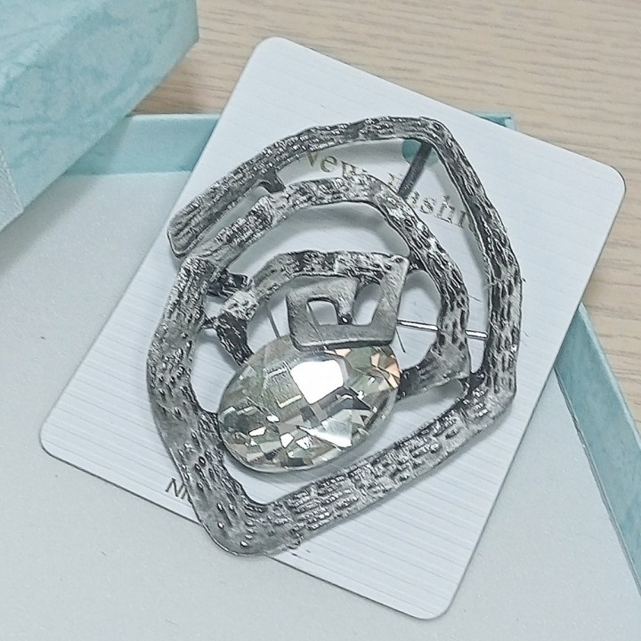  Брошь арт. 27234 (металл, стразы), 5.5х6.5см