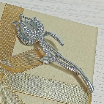  Брошь арт. 2789 (металл, стразы), 2х6.5см