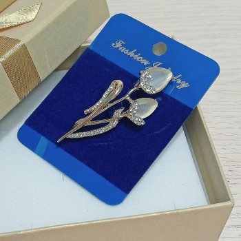  Брошь арт. 2779 (металл, стразы), 1.8х5.5см