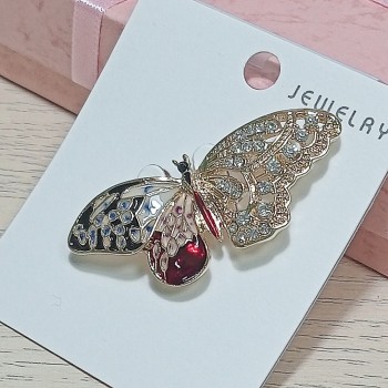  Брошь арт. 27282 (металл, стразы, эмаль), 5х2.5см