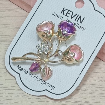  Брошь арт. 2755-2 (металл, стразы, иск. жемчуг), 3.5х4.5см