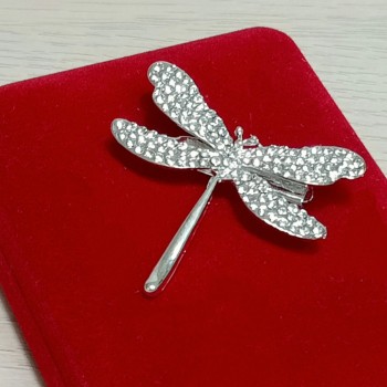  Брошь арт. 2775 (металл, стразы), 4х3.5см
