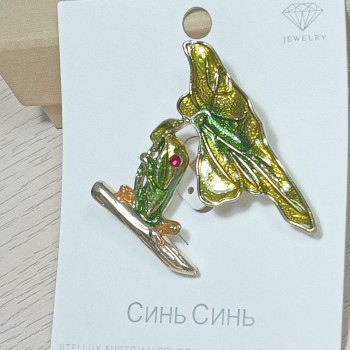  Брошь арт. 27233 (металл, стразы, эмаль), 3.5х4см