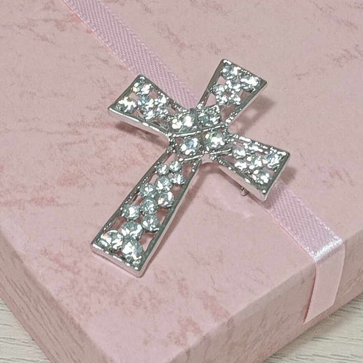  Брошь арт. 27164 (металл, стразы, эмаль), 3.5х4.5см