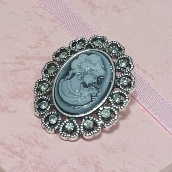    Брошь арт. 2732-2 (металл, стразы, пластик), 2.5х3см
