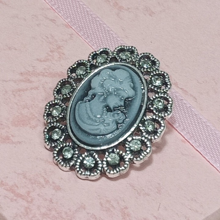    Брошь арт. 2732-2 (металл, стразы, пластик), 2.5х3см
