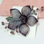  Брошь/зажим арт. 27101-2 (металл, органза, стекл. бусины), 7.5см