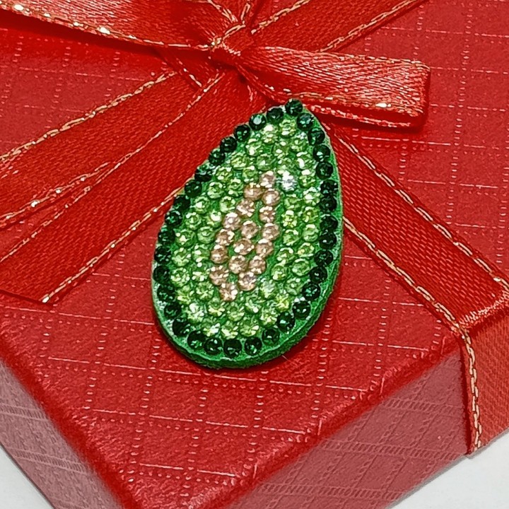  Брошь арт. 27108 (металл, стразы, фетр), 2х3см