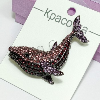  Брошь арт. 27275 (металл, стразы), 4х5.5см