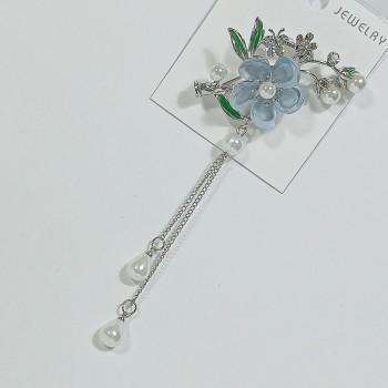  Брошь арт. 27410-1 (металл, стразы, акрил, иск. жемчуг)