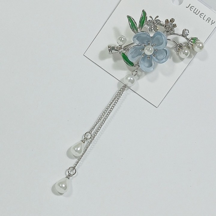  Брошь арт. 27410-1 (металл, стразы, акрил, иск. жемчуг)