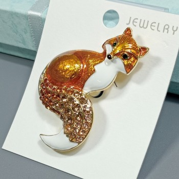  Брошь арт. 27159 (металл, стразы, эмаль), 3.5х5.3см