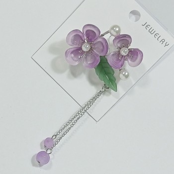  Брошь арт. 27411-1 (металл, стразы, акрил, иск. жемчуг)