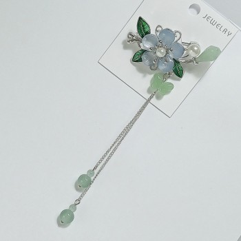  Брошь арт. 27412-1 (металл, стразы, акрил, иск. жемчуг)