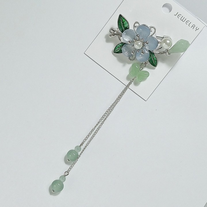  Брошь арт. 27412-1 (металл, стразы, акрил, иск. жемчуг)