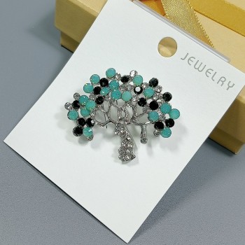  Брошь арт. 27393 (металл, стразы), 4х3.4см