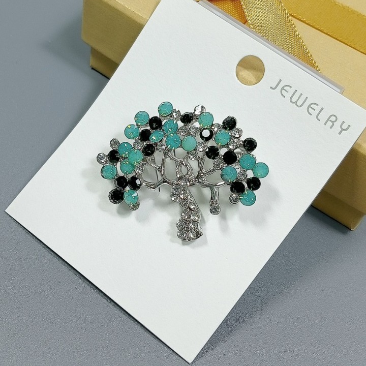  Брошь арт. 27393 (металл, стразы), 4х3.4см