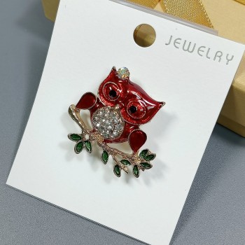  Брошь арт. 27374-1 (металл, стразы, эмаль), 3.3х3.1см