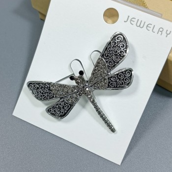  Брошь арт. 27394 (металл, стразы), 5х4см