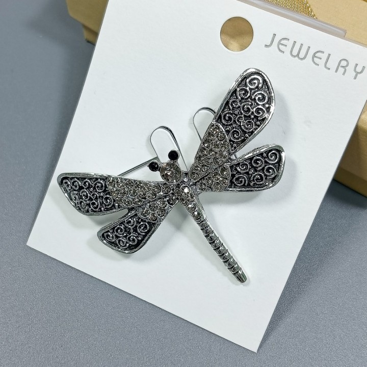  Брошь арт. 27394 (металл, стразы), 5х4см