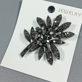  Брошь арт. 27392 (металл, стразы), 4.3х5см
