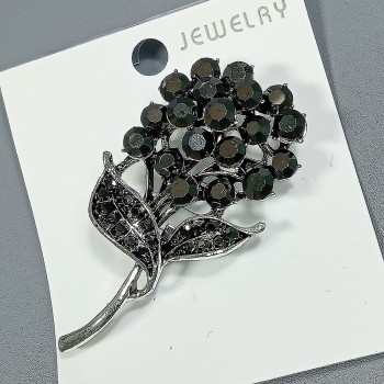  Брошь арт. 27404 (металл, стразы), 2.8х6см