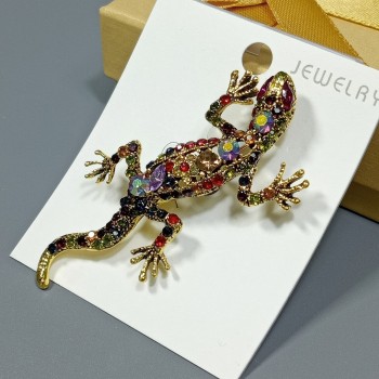  Брошь арт. 27238-4 (металл, стразы), 3.1х6.7см