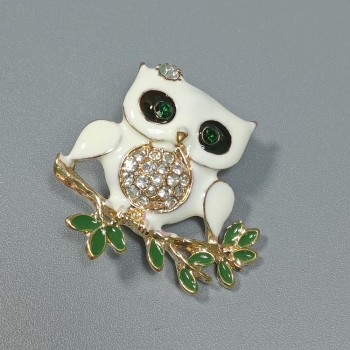  Брошь арт. 27374-2 (металл, стразы, эмаль), 3.3х3.1см