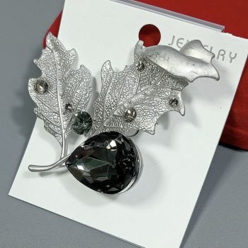  Брошь арт. 27331 (металл, стразы, эмаль), 5.8х6.6см