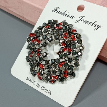  Брошь арт. 27300 (металл, стразы), 4.7см