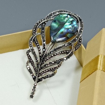  Брошь арт. 2760 (металл, стразы, хелиотис), 3.6х7.4см