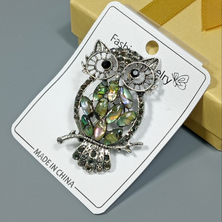  Брошь арт. 2767 (металл, стразы, хелиотис), 3.4х5.3см