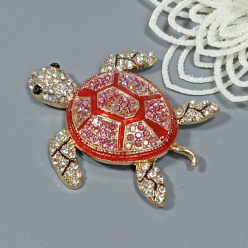  Брошь арт. 2781-5 (металл, стразы, эмаль), 5.5х6.3см