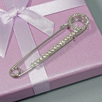  Брошь-булавка арт. 27146-1 (металл, стразы), 1.6х7см